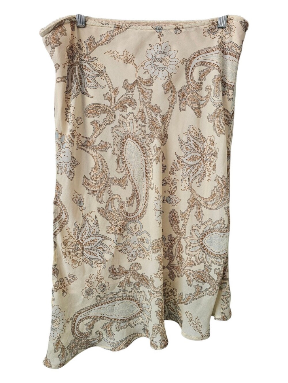 VTG 90s Jessica Petites Paisley Satin Midi Skirt Size L Cream Beige Made Canada